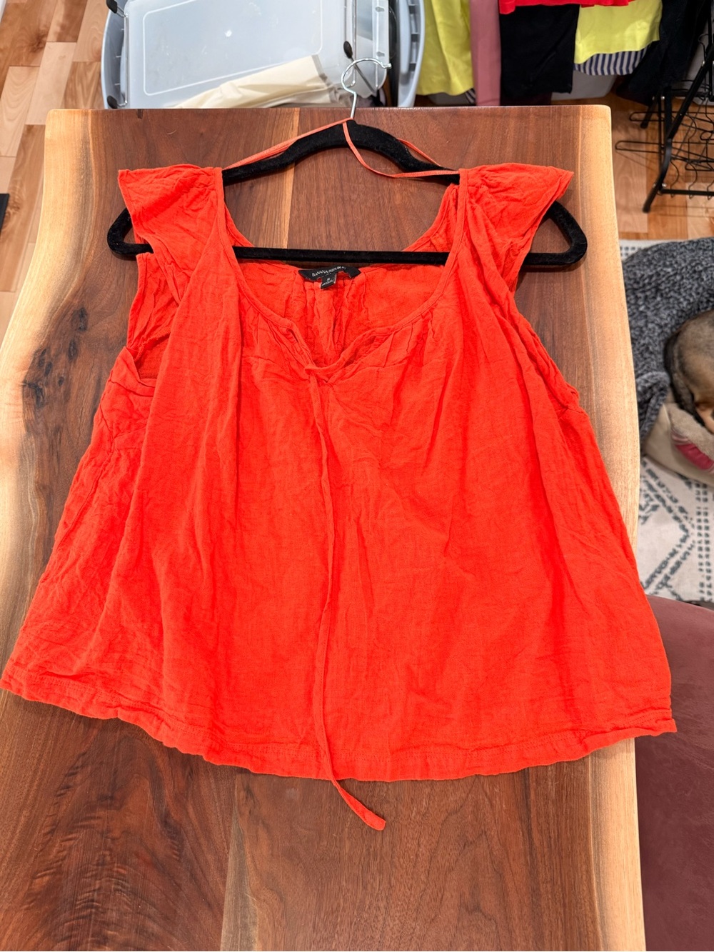 Banana Republic Bright Orange Sleeveless V-Neck Tank